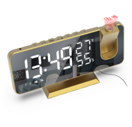 FM Radio LED Digital Smart Alarm Clock Watch Table Electronic Desktop Clocks USB Wake Up Clock with 180Â° Time Projection Snooze