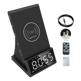 FM Radio Alarm Clock Wireless Charging Bedside Phone Holder Gift Remote Control With Speaker Home