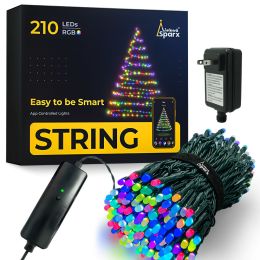 LinkedSparx Indoor String Lights;  54.9ft 210 LED App-Controlled LED Christmas Lights with Music Sync for Xmas Tree;  Wedding Party Halloween Holidays