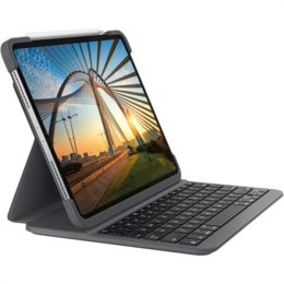 Logitech Slim Folio Pro Keyboard/Cover Case (Folio) for 11" Apple iPad Pro Tablet - Black, Gray