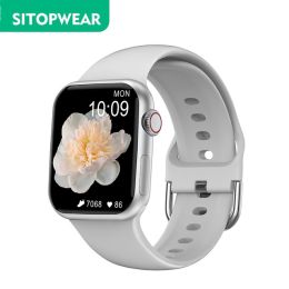 SitopWear Smart Watch 2022 Wireless Charging Smartwatch Bluetooth Calls Watches Men Women Fitness Bracelet Custom Watch Face (Color: Silver)