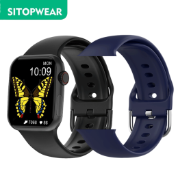 SitopWear Smart Watch 2022 Wireless Charging Smartwatch Bluetooth Calls Watches Men Women Fitness Bracelet Custom Watch Face (Color: With Silicone Strap)