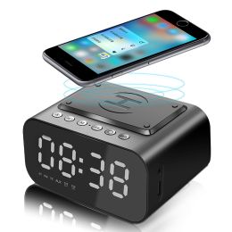 Wireless Bluetooth Speaker Charging 5W With LED Clock Alarm Function FM Radio Speaker (Color: Black, Set Type: Speaker)