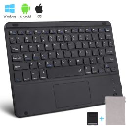 Wireless Bluetooth Keyboard with Touchpad for iPad Keybaord iPhone Samsung Galaxy Xiaomi Huawei Microsoft Surface HP (Color: Black Square, Axis Body: Brown Switch)