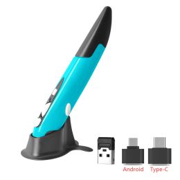 New 2.4G Wireless Mouse Pen Personality Creative Vertical Pen-Shaped Stylus Battery Mouse Suitable For PC And Laptop Mice (Color: Blue)