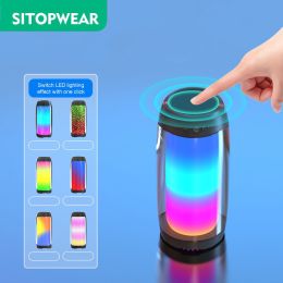 SitopWear Bluetooth Speaker Full Screen 3D Colorful LED Light Portable HiFi Speaker Excellent Bass Wireless Sound Box TF Card (Ships From: As Pictured)