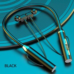 Wireless Headphones Bluetooth 5.0 Neckband Earphones Magnetic Sports Waterproof TWS Earbuds Blutooth Headset With Microphone Mic (Color: Black, Ships From: China)