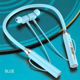 Wireless Headphones Bluetooth 5.0 Neckband Earphones Magnetic Sports Waterproof TWS Earbuds Blutooth Headset With Microphone Mic (Color: Blue, Ships From: China)