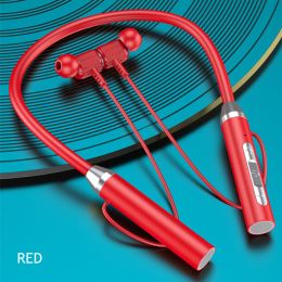 Wireless Headphones Bluetooth 5.0 Neckband Earphones Magnetic Sports Waterproof TWS Earbuds Blutooth Headset With Microphone Mic (Color: Red, Ships From: China)