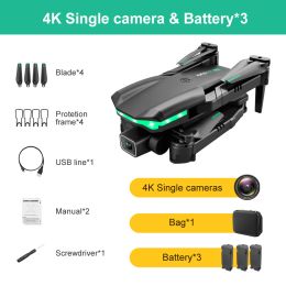 2022 KK3 Pro Mini Drone 4K Profession HD Dual Camera With WIFI FPV Obstacle Avoidance Remote Quadcopter Foldable Rc Drone Toys (Color: Single Camera 3 B, Bundle: 4K)