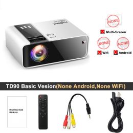 HD Mini Projector TD90 Native 1280 x 720P LED Android WiFi Projector Video Home Cinema 3D Smart Movie Game Proyector (Color: Basic Version, Ships From: China)