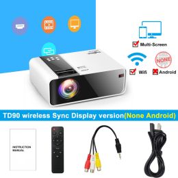 HD Mini Projector TD90 Native 1280 x 720P LED Android WiFi Projector Video Home Cinema 3D Smart Movie Game Proyector (Color: Multiscreen Version, Ships From: China)