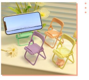 Cute Little Chair Mobile Phone Holder Foldable Desktop Shelf (Color: Yellow)