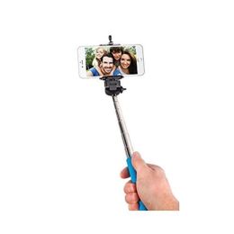 Outdoor Traving Bluetooth Telescoping Extendable Monopod Selfie Stick (Color: Blue-42", Type: Selfie Stick)