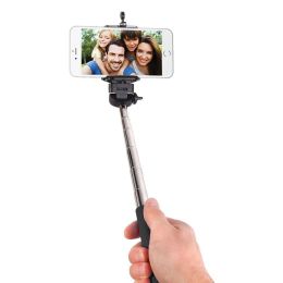 Outdoor Traving Bluetooth Telescoping Extendable Monopod Selfie Stick (Color: Black-42", Type: Selfie Stick)
