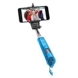 Outdoor Traving Bluetooth Telescoping Extendable Monopod Selfie Stick (Color: Blue, Type: Selfie Stick)