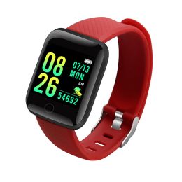 116 PLUS Smart Watch with Heart Rate and Blood Pressure Monitoring (Color: Red)