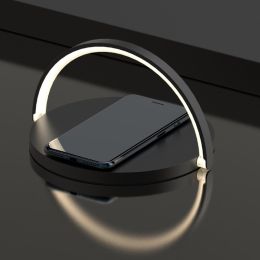 Moonlit Soft Glow LED Light, Wireless Phone Charger And Stand (Color: Black Eclipse)