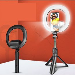 Self Video Portrait Soft Halo Light Stand With Dual LED Light And Bluetooth Remote (Color: White)