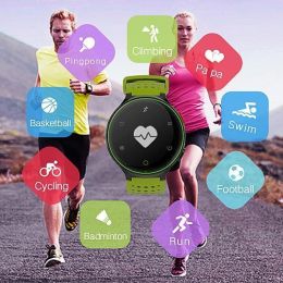 Smart Fit Sporty Waterproof Watch W/ Active Heart Rate and Blood Pressure Monitor (Color: Black/Blue)
