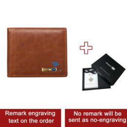 Smart Wallet Bluetooth-compatible Leather Short Credit Card Holders (Color: Gold)